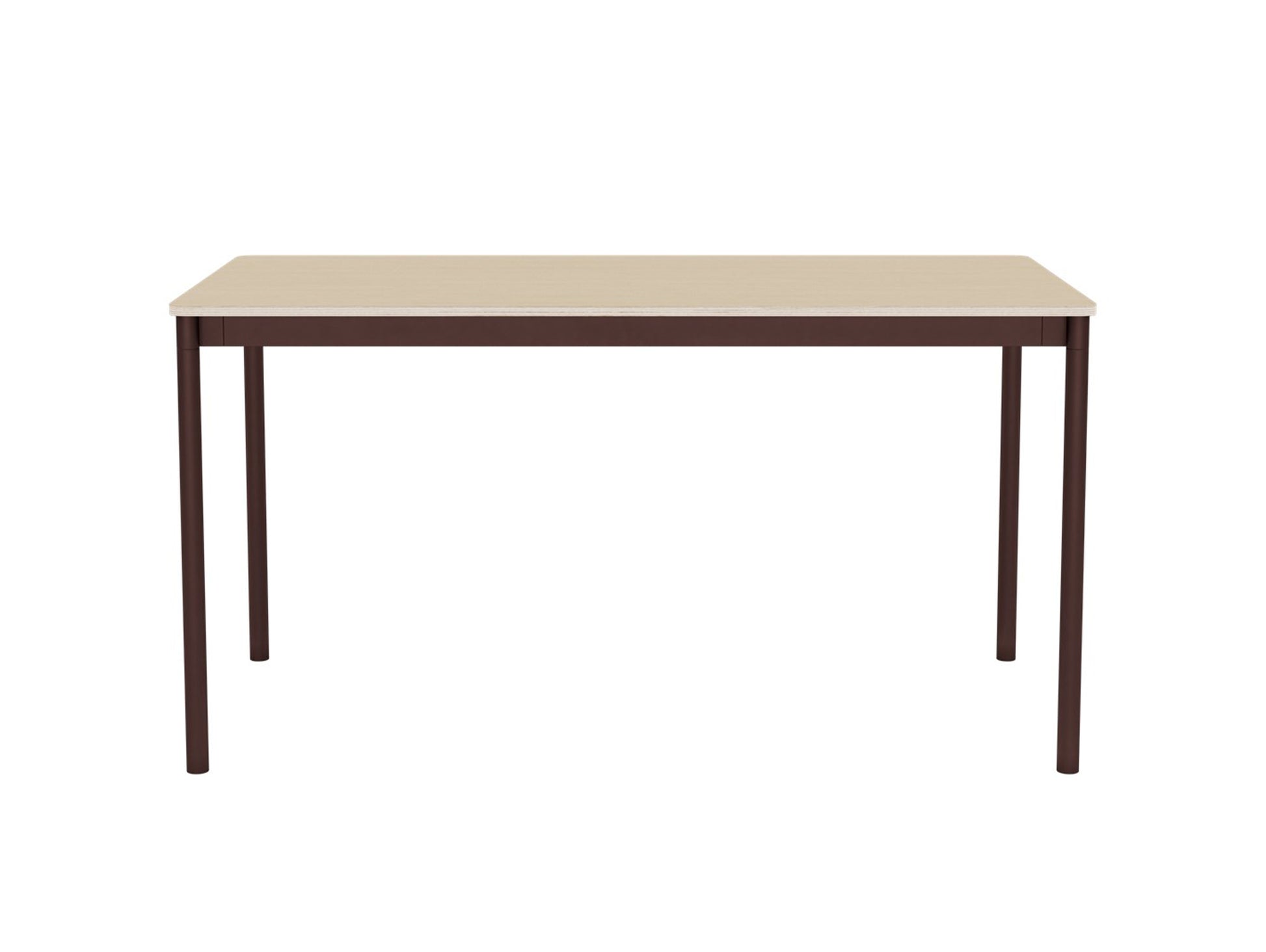 Base Table by Muuto - 140X70 / Oak Veneer / Plywood Top with Brown Red Legs