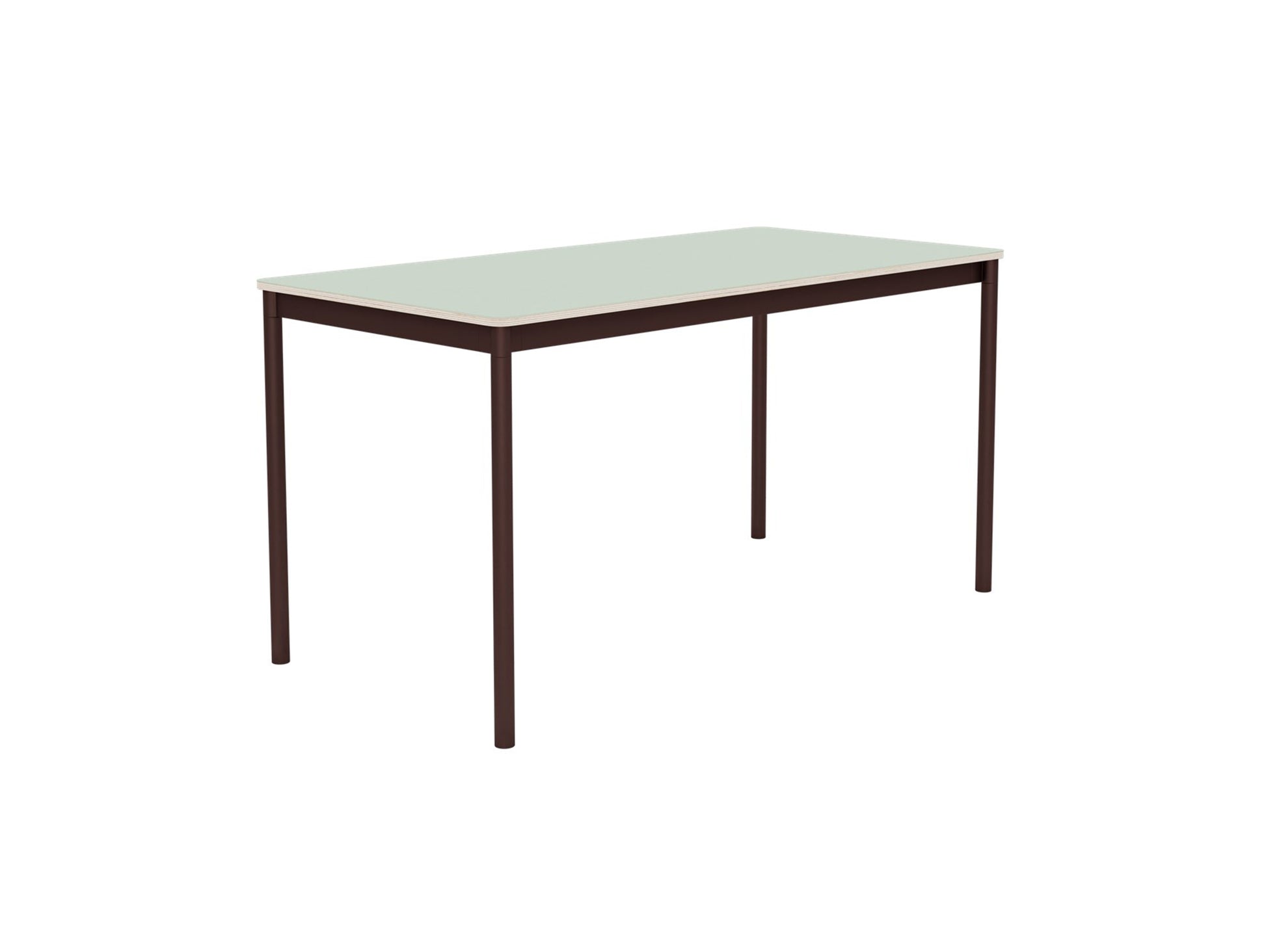 Base Table by Muuto - 140x70 / Light Green Laminate / Plywood Top with Brown Red Legs