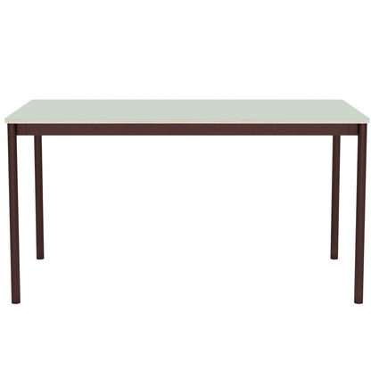 Base Table by Muuto - 140x70 / Light Green Laminate / Plywood Top with Brown Red Legs