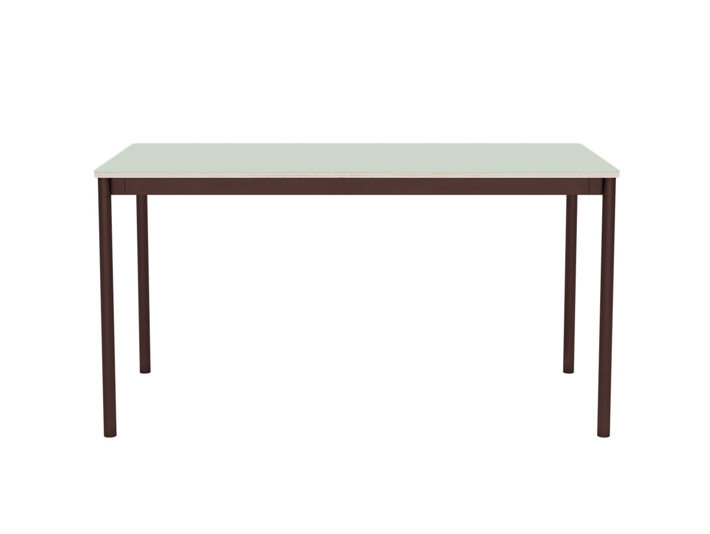 Base Table by Muuto - 140x70 / Light Green Laminate / Plywood Top with Brown Red Legs
