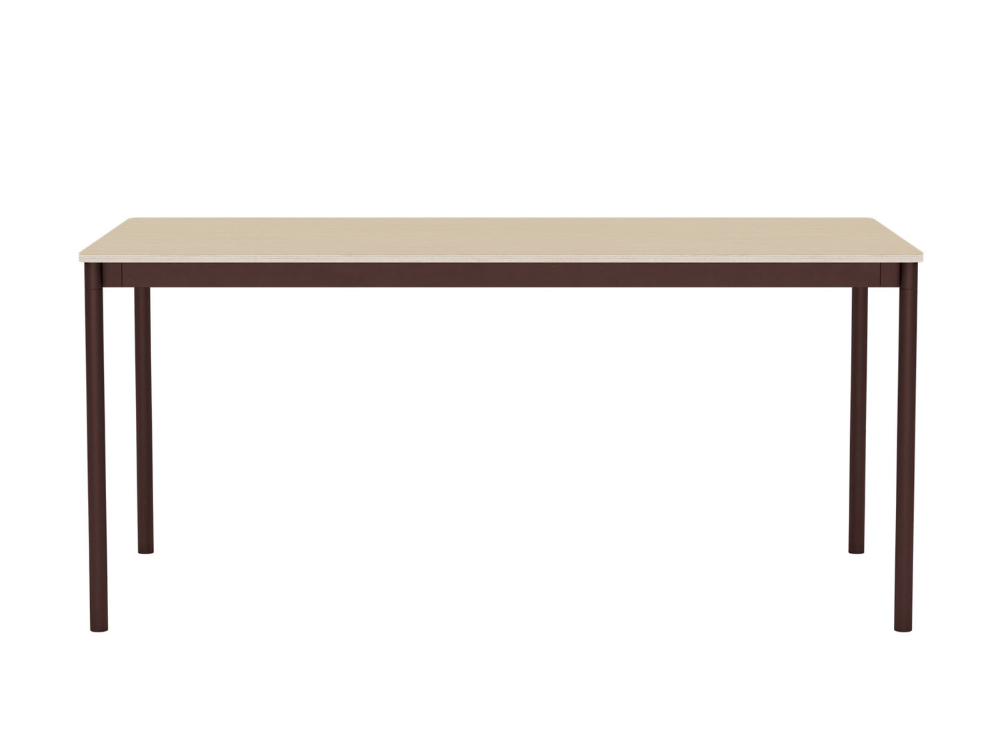 Base Table by Muuto - 160X80 / Oak Veneer / Plywood Top with Brown Red Legs