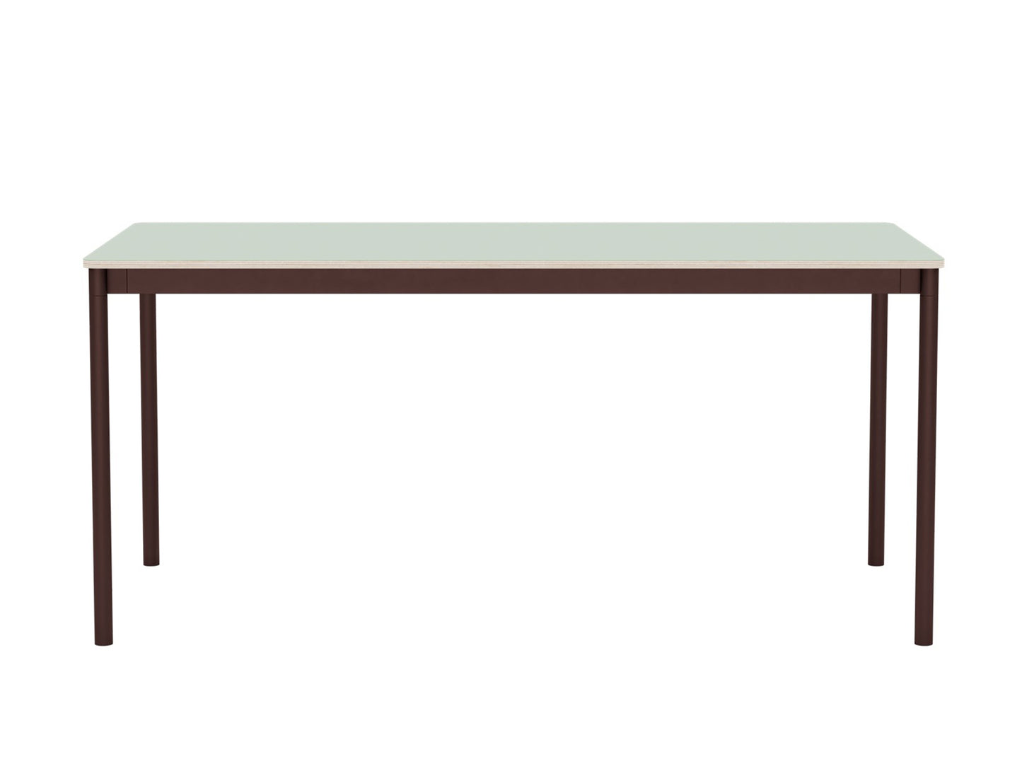 Base Table by Muuto - 160x80 / Light Green Laminate / Plywood Top with Brown Red Legs