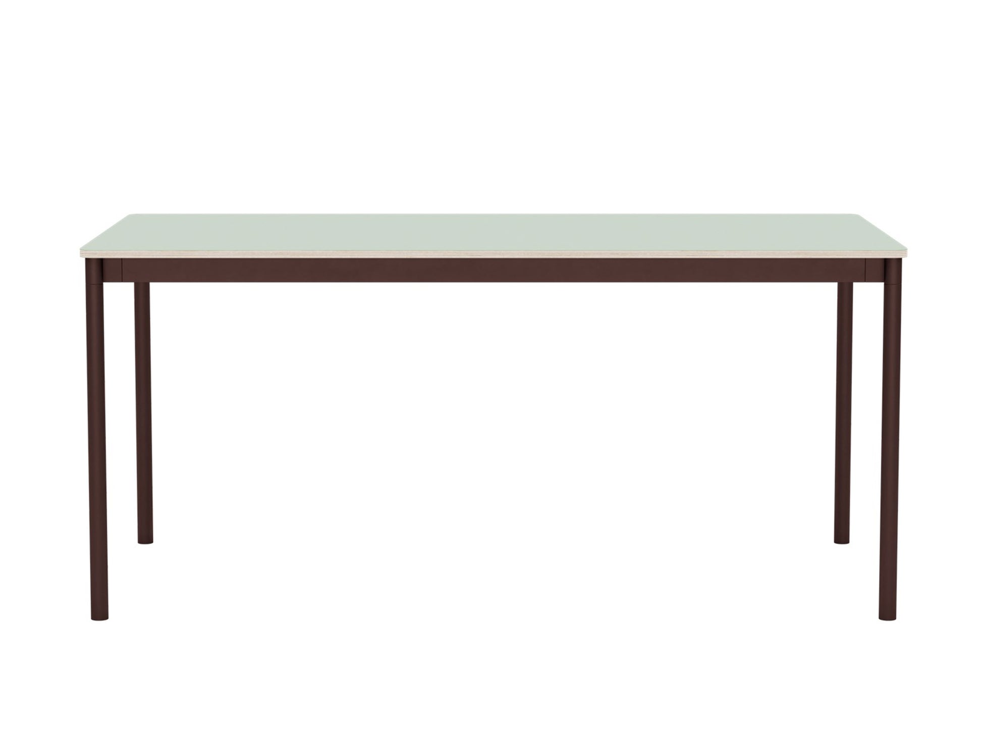 Base Table by Muuto - 160x80 / Light Green Laminate / Plywood Top with Brown Red Legs