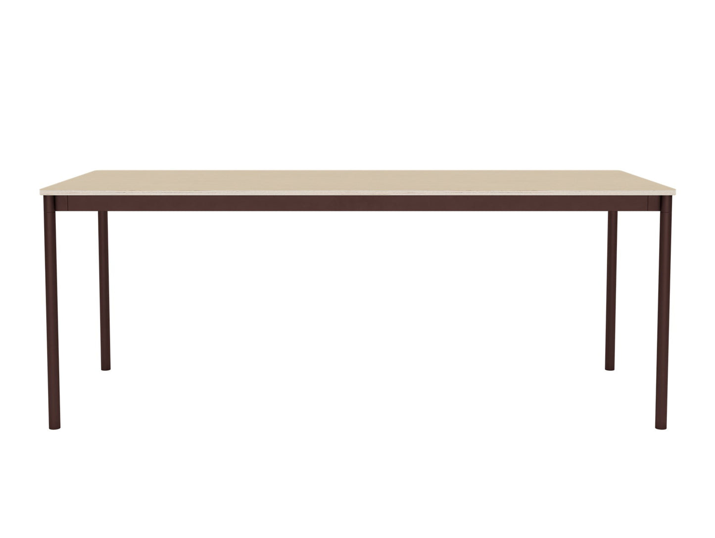 Base Table by Muuto - 190X80 / Oak Veneer / Plywood Top with Brown Red Legs