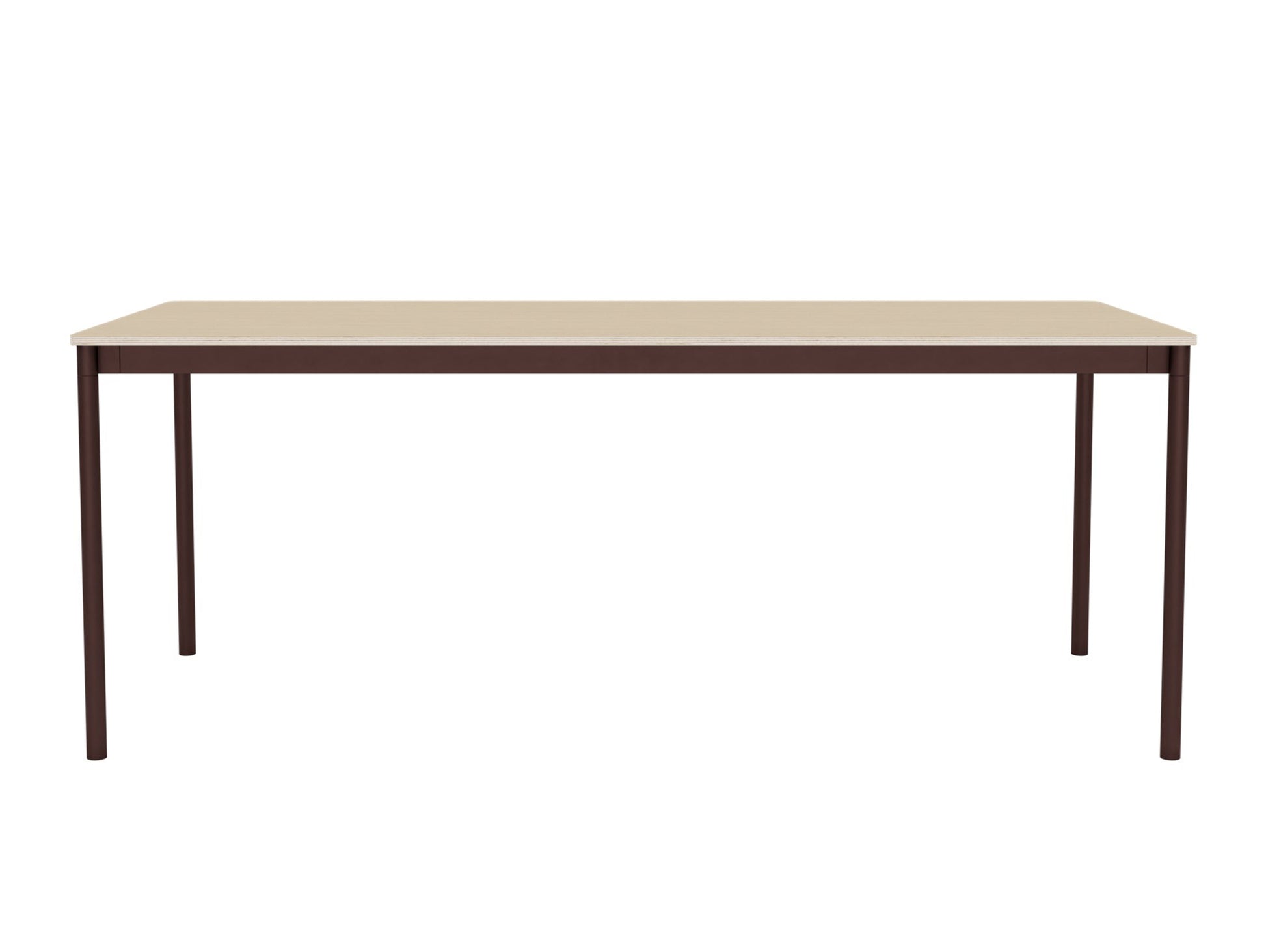 Base Table by Muuto - 190X80 / Oak Veneer / Plywood Top with Brown Red Legs
