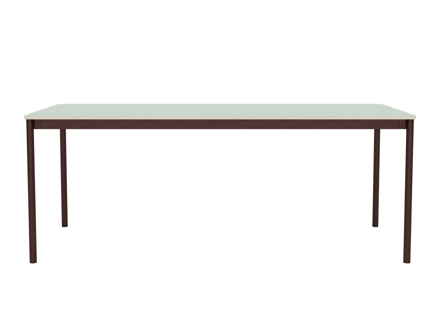 Base Table by Muuto - 190x80 / Light Green Laminate / Plywood Top with Brown Red Legs