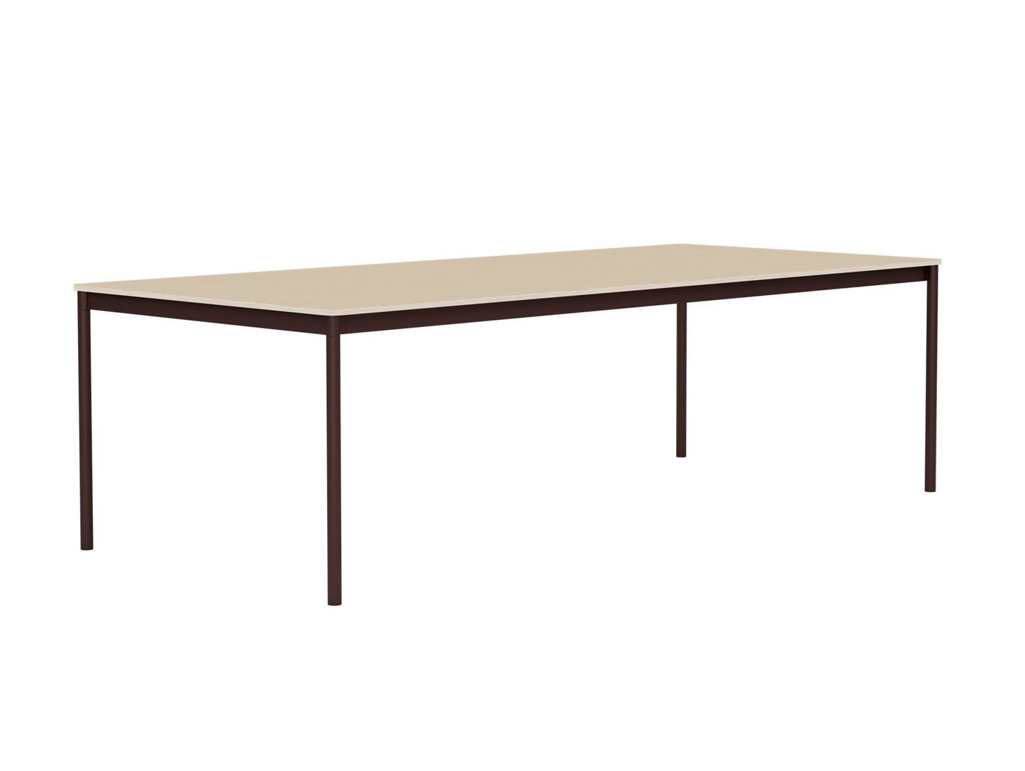 Base Table by Muuto - 250X110 / Oak Veneer / Plywood Top with Brown Red Legs