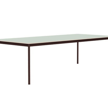 Base Table by Muuto - 250x110 / Light Green Laminate / Plywood Top with Brown Red Legs
