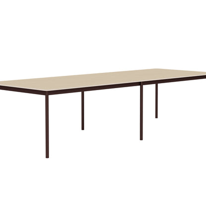 Base Table by Muuto - 300X110 / Oak Veneer / Plywood Top with Brown Red Legs
