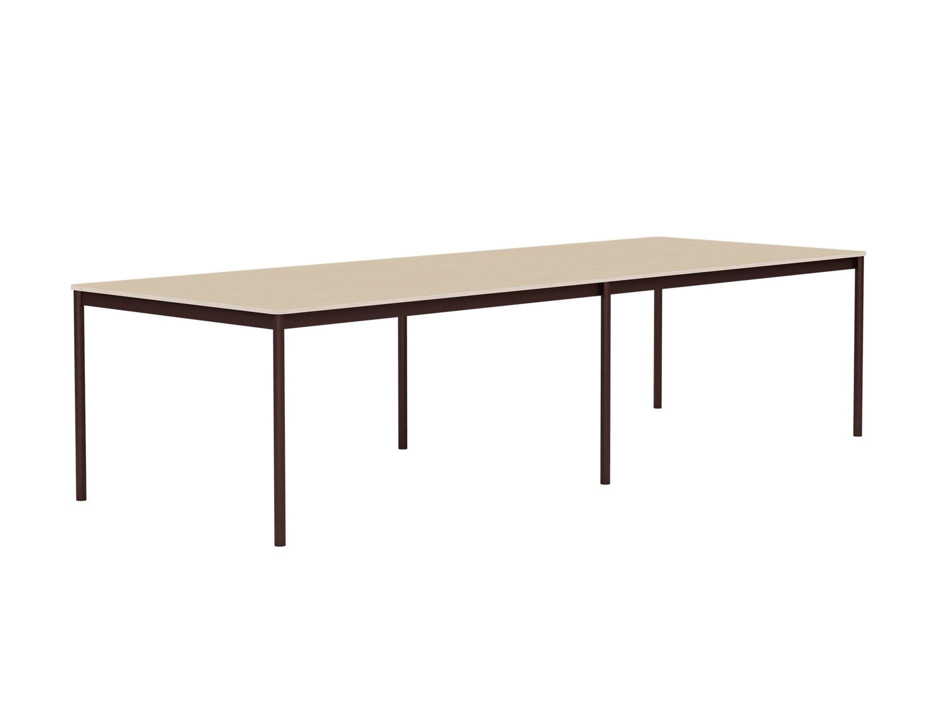 Base Table by Muuto - 300X110 / Oak Veneer / Plywood Top with Brown Red Legs
