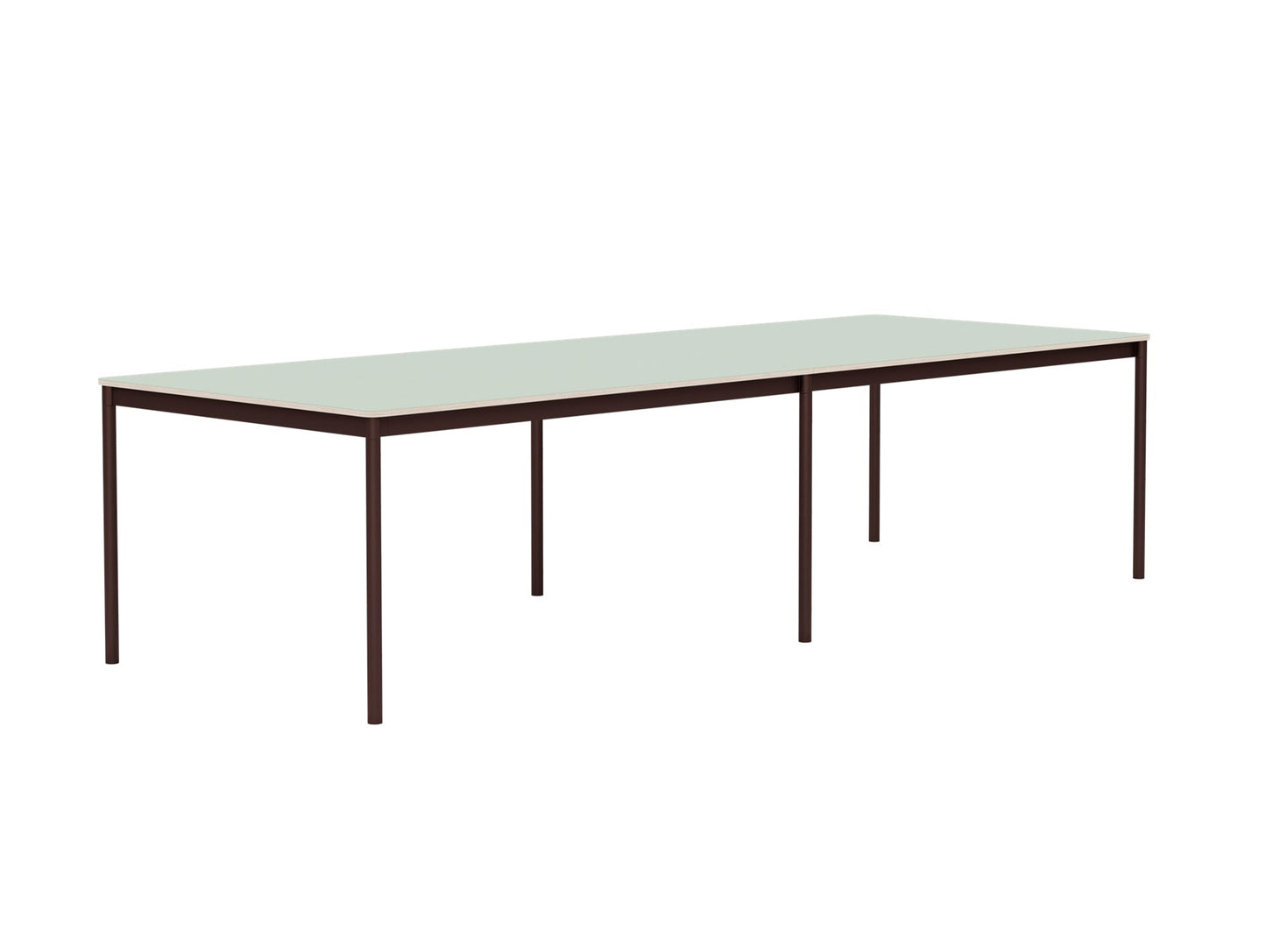 Base Table by Muuto - 300x110 / Light Green Laminate / Plywood Top with Brown Red Legs