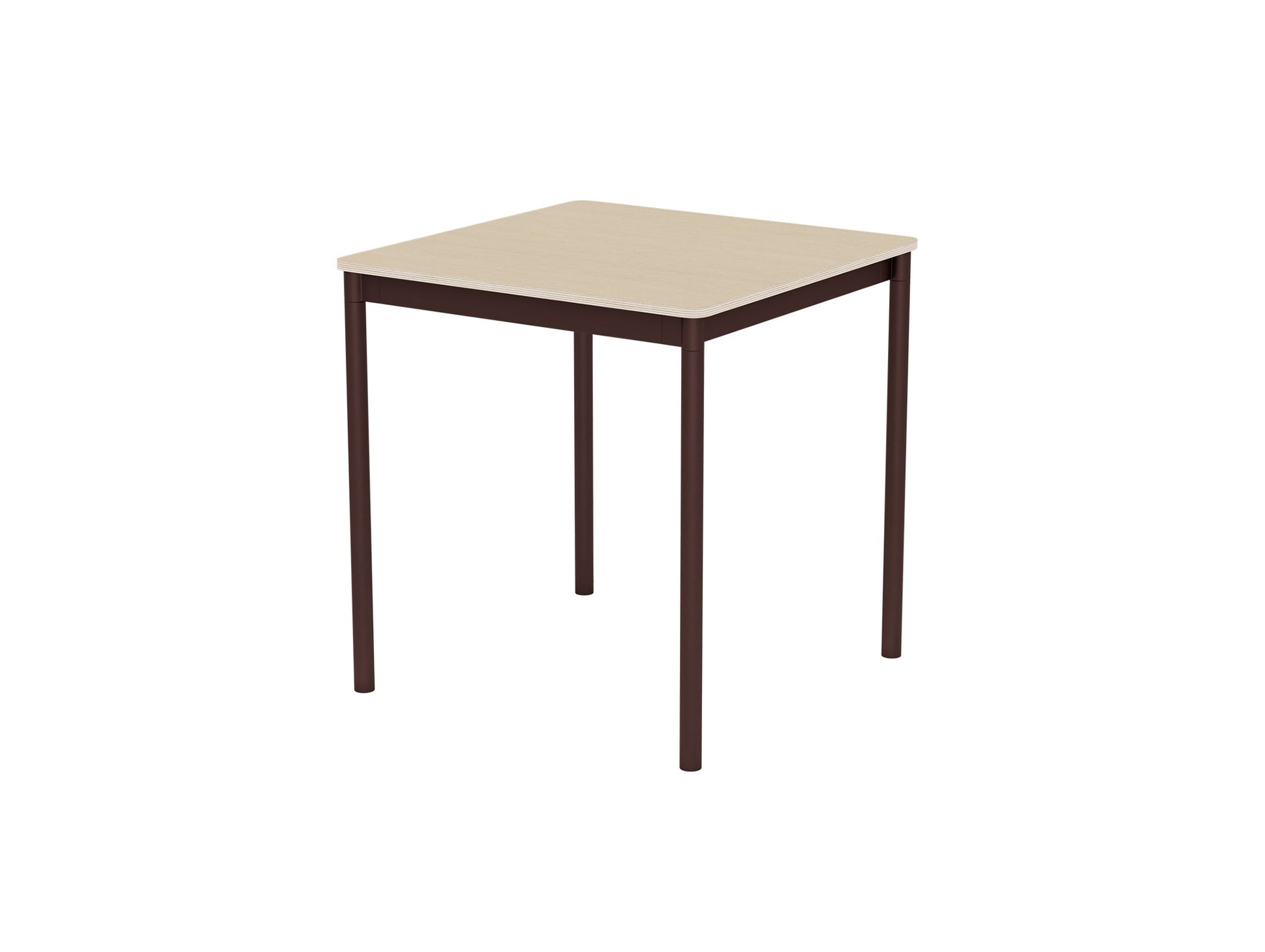 Base Table by Muuto - 70X70 / Oak Veneer / Plywood Top with Brown Red Legs