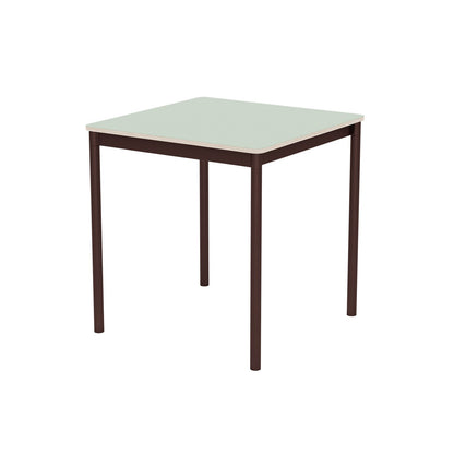 Base Table by Muuto - 70x70 / Light Green Laminate / Plywood Top with Brown Red Legs