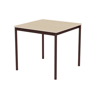 Base Table by Muuto - 80X80 / Oak Veneer / Plywood Top with Brown Red Legs