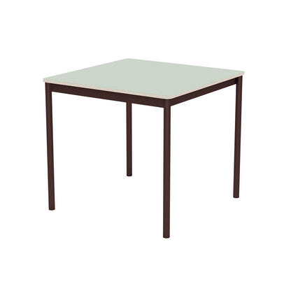 Base Table by Muuto - 80x80 / Light Green Laminate / Plywood Top with Brown Red Legs