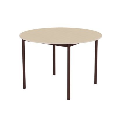 Base Table by Muuto - D110 / Oak Veneer / Plywood Top with Brown Red Legs