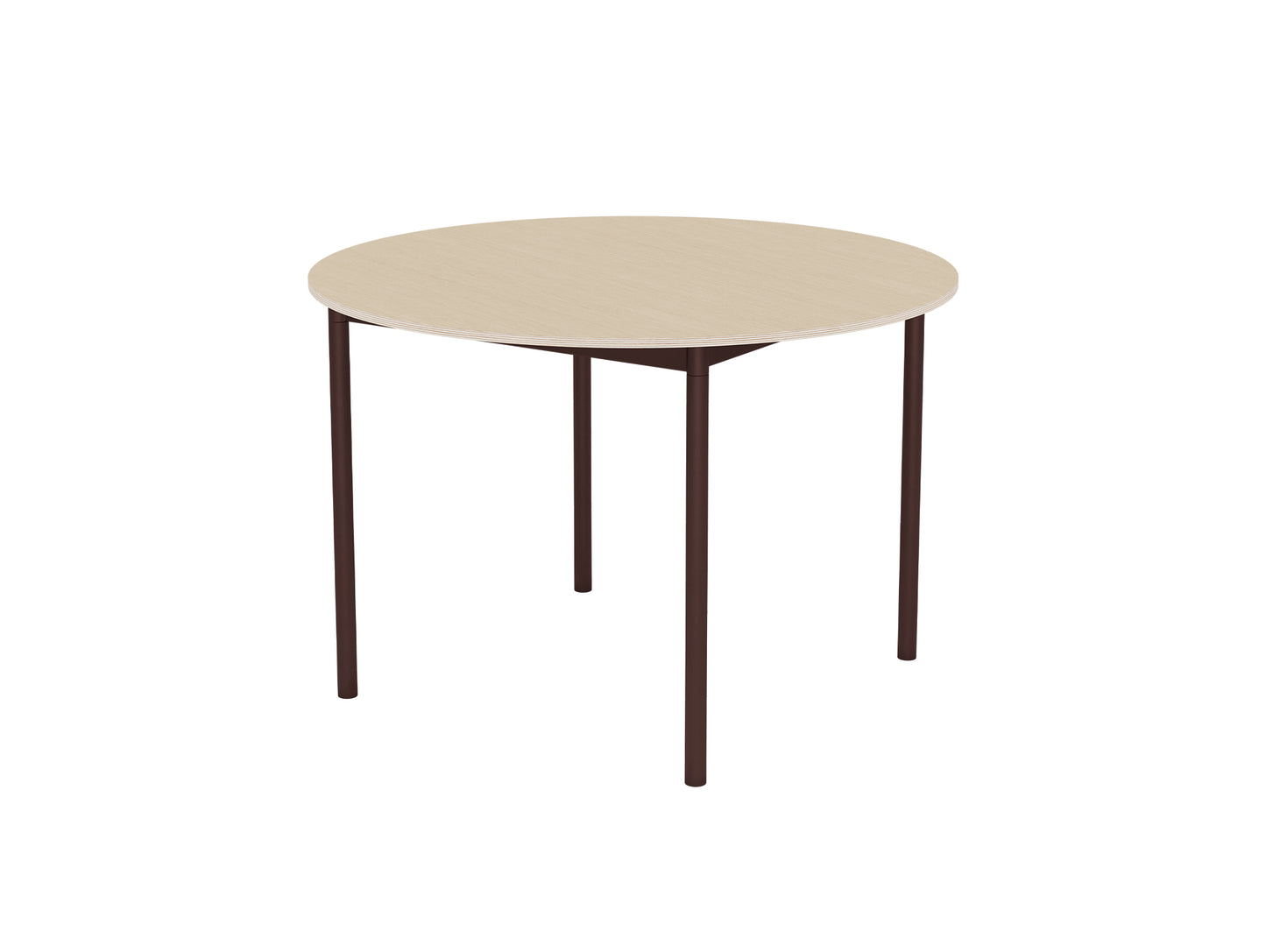 Base Table by Muuto - D110 / Oak Veneer / Plywood Top with Brown Red Legs