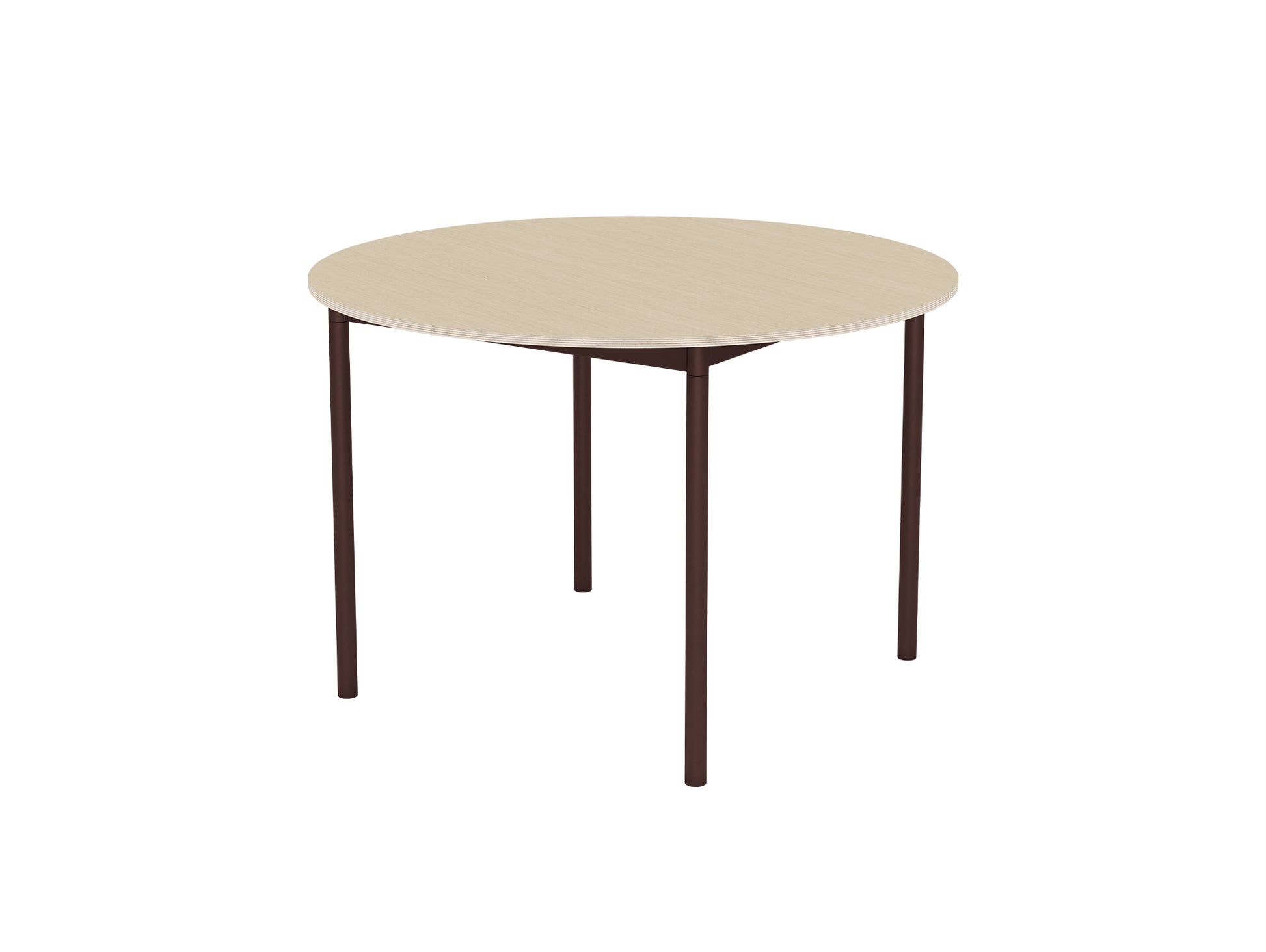 Base Table by Muuto - D110 / Oak Veneer / Plywood Top with Brown Red Legs