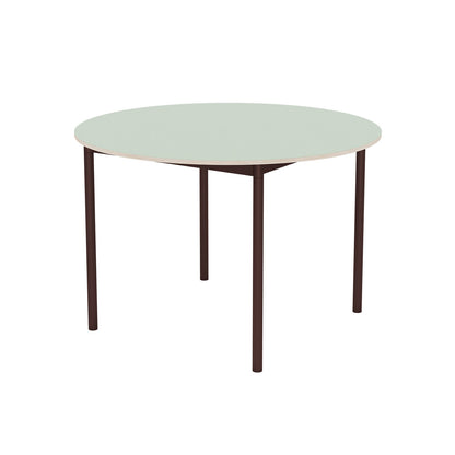 Base Table by Muuto - D110 / Light Green Laminate / Plywood Top with Brown Red Legs