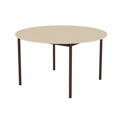 Base Table by Muuto - D128 / Oak Veneer / Plywood Top with Brown Red Legs