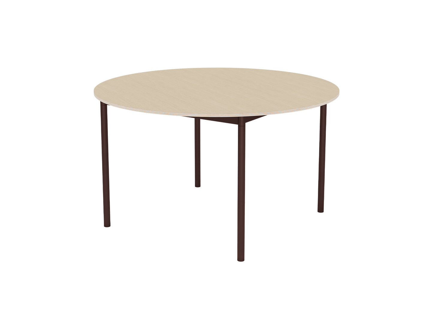 Base Table by Muuto - D128 / Oak Veneer / Plywood Top with Brown Red Legs