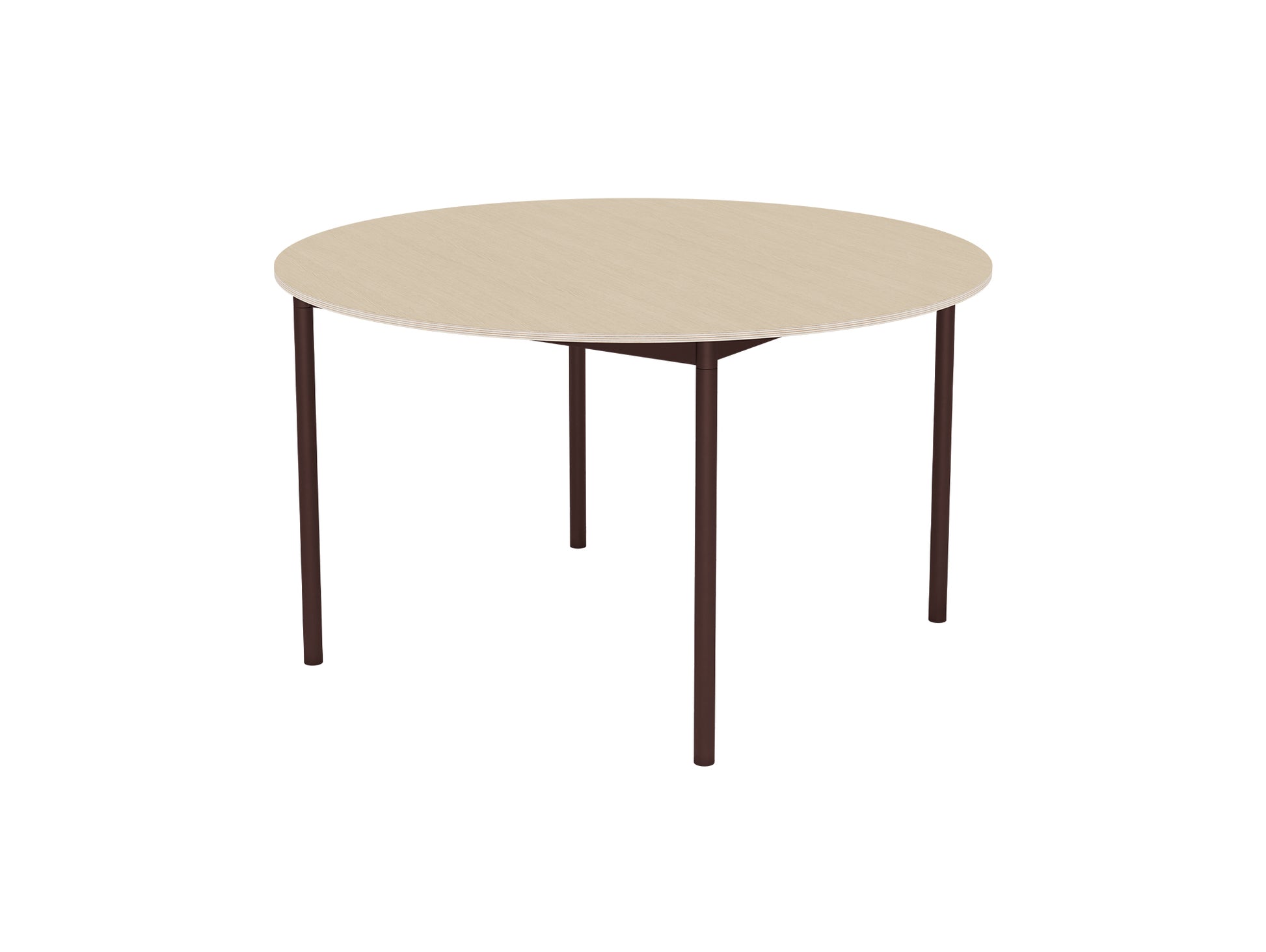 Base Table by Muuto - D128 / Oak Veneer / Plywood Top with Brown Red Legs