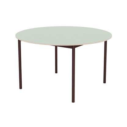 Base Table by Muuto - D128 / Light Green Laminate / Plywood Top with Brown Red Legs