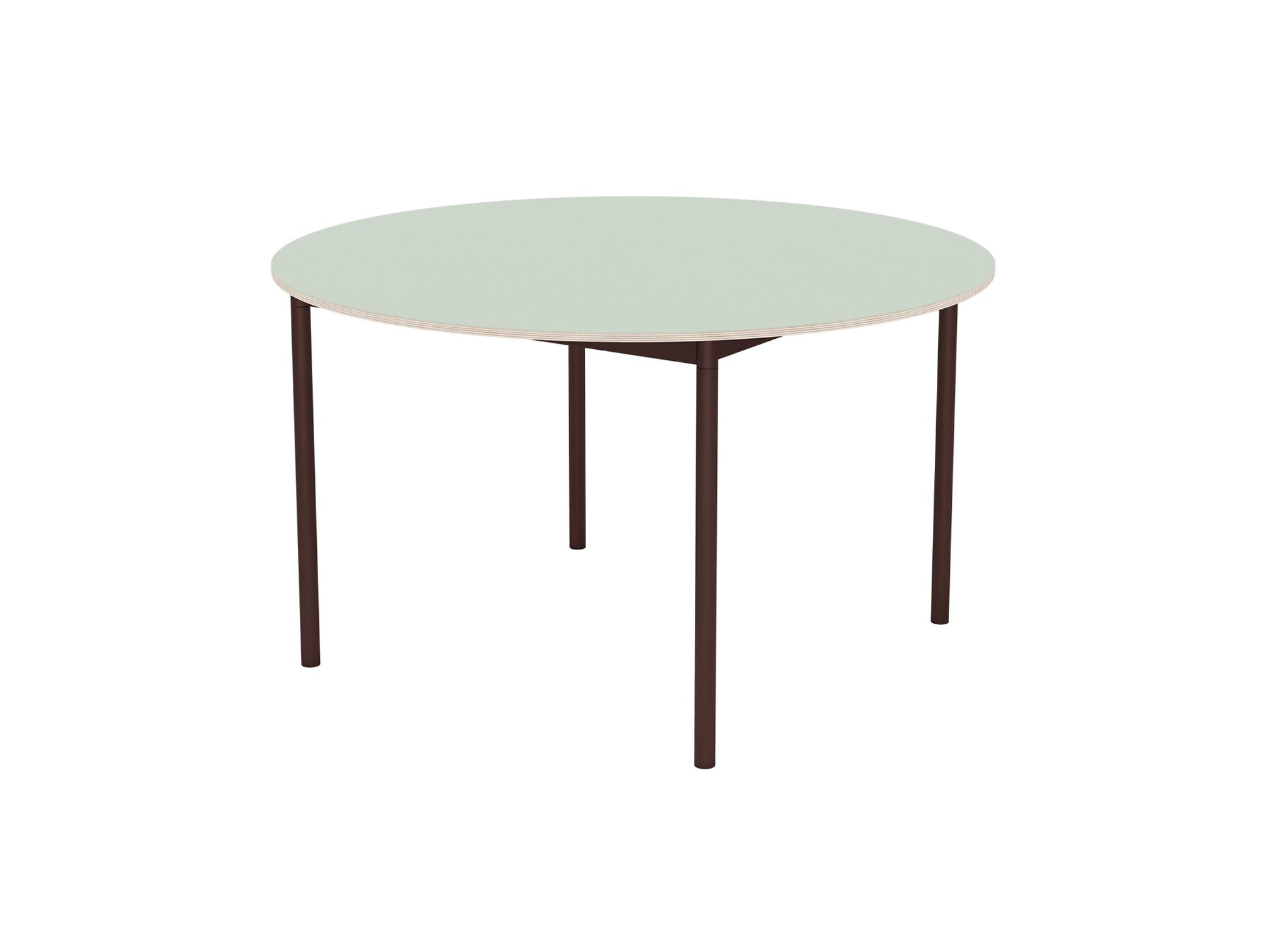 Base Table by Muuto - D128 / Light Green Laminate / Plywood Top with Brown Red Legs