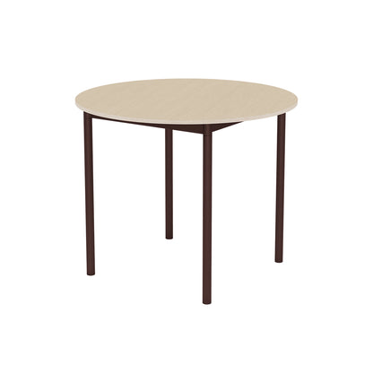 Base Table by Muuto - D90 / Oak Veneer / Plywood Top with Brown Red Legs