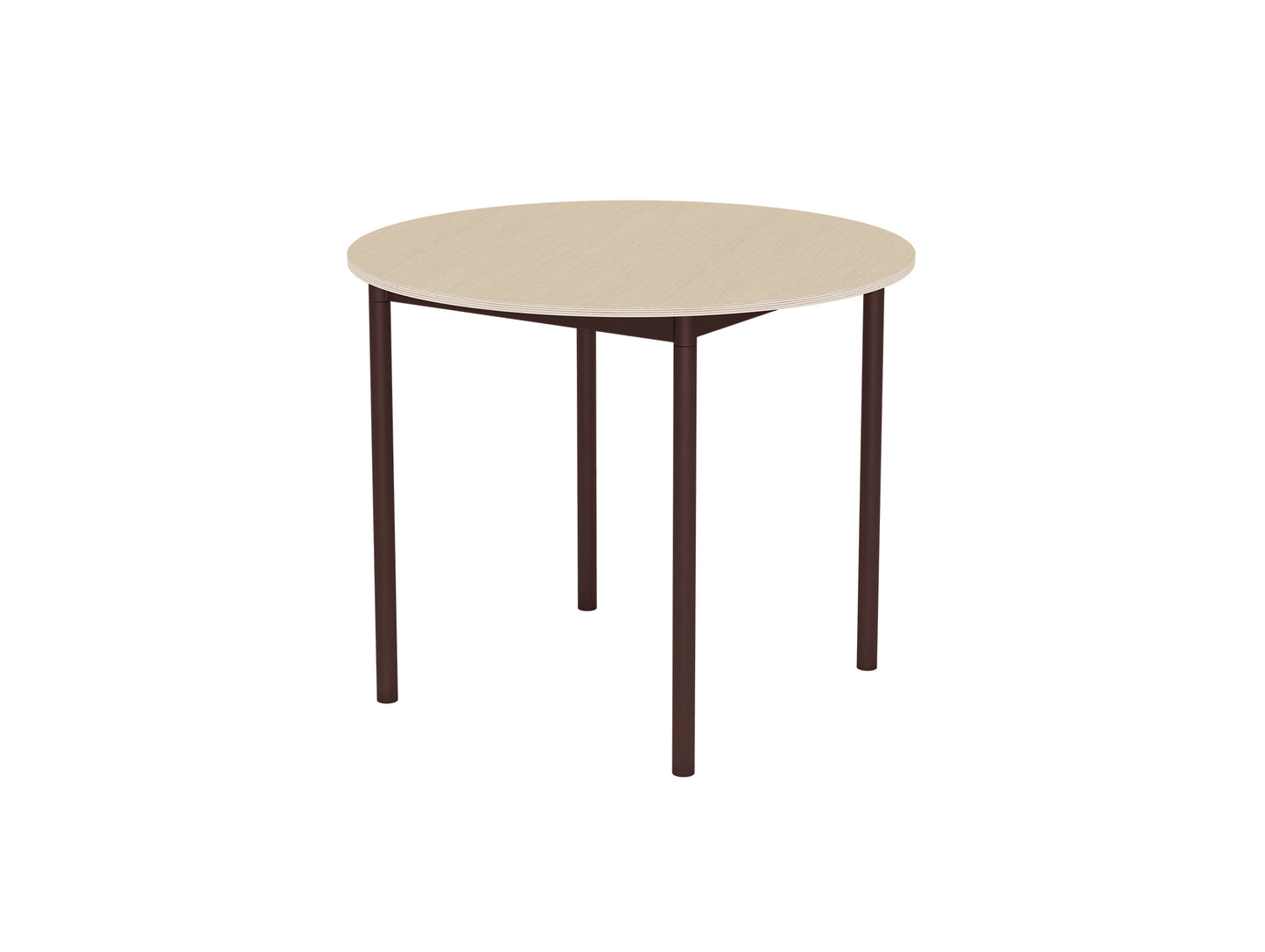 Base Table by Muuto - D90 / Oak Veneer / Plywood Top with Brown Red Legs