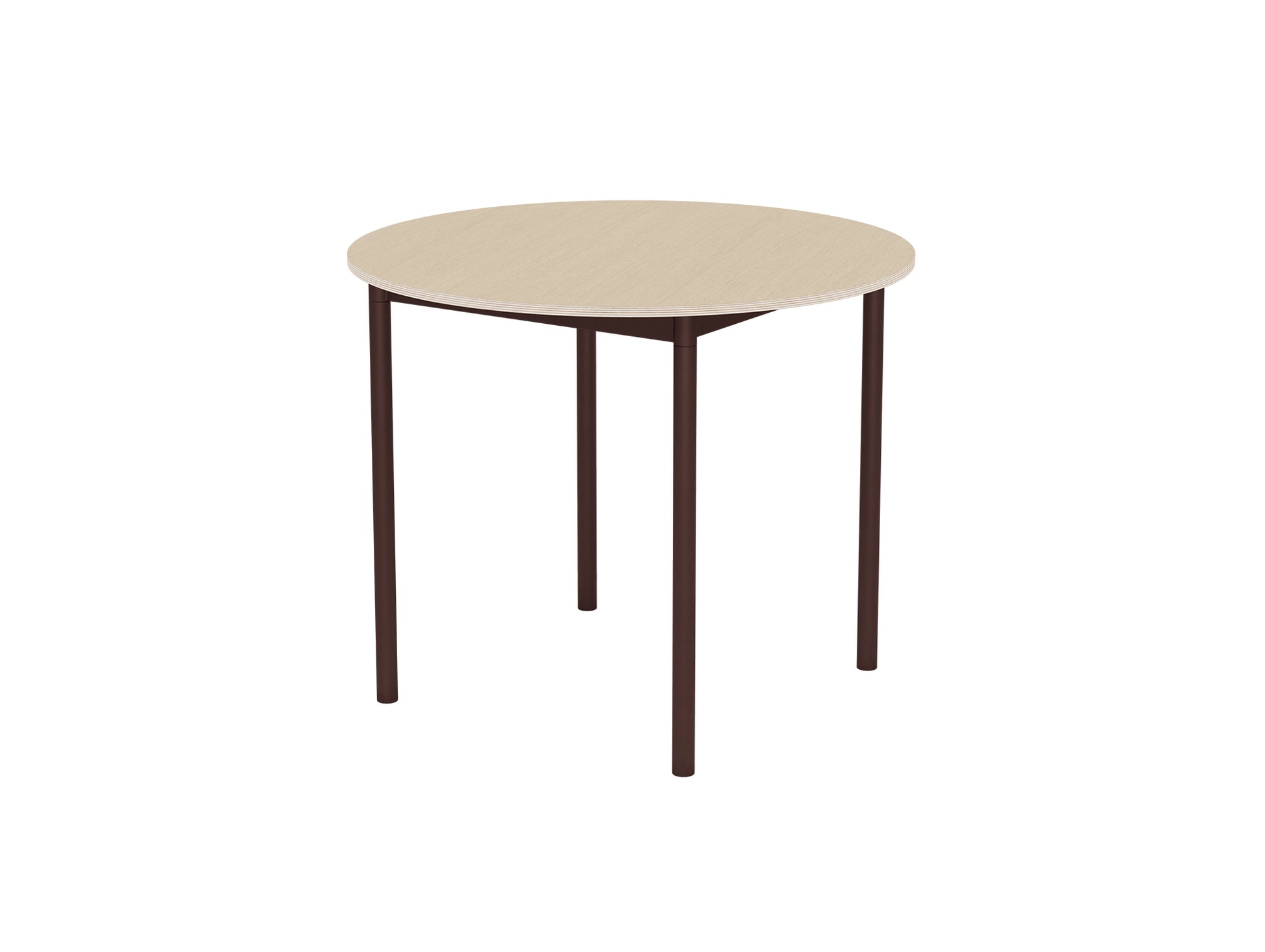 Base Table by Muuto - D90 / Oak Veneer / Plywood Top with Brown Red Legs