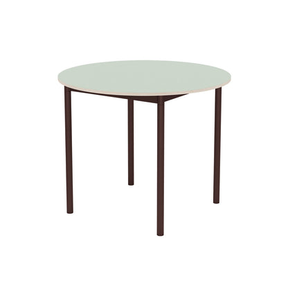 Base Table by Muuto - D90 / Light Green Laminate / Plywood Top with Brown Red Legs
