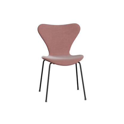 Series 7™ 3107 Dining Chair (Fully Upholstered) by Fritz Hansen - Black Steel / Belfast Misty Rose