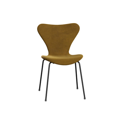 Series 7™ 3107 Dining Chair (Fully Upholstered) by Fritz Hansen - Black Steel / Belfast Soft Ochre