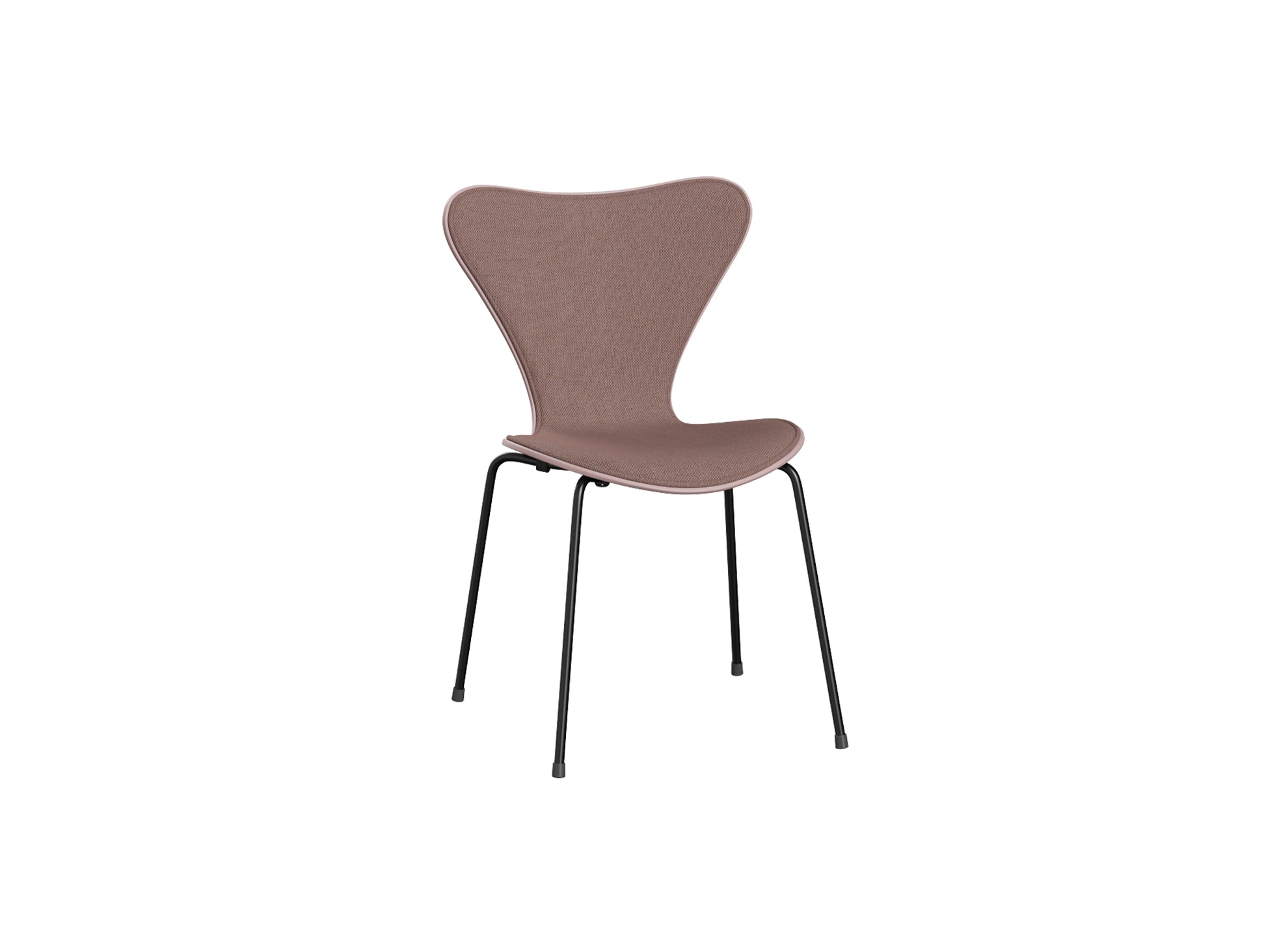 Series 7™ 3107 Dining Chair (Front Upholstered) by Fritz Hansen - Black Steel / Front: Re-wool 648 / Back: Pale Rose Lacquered Veneer