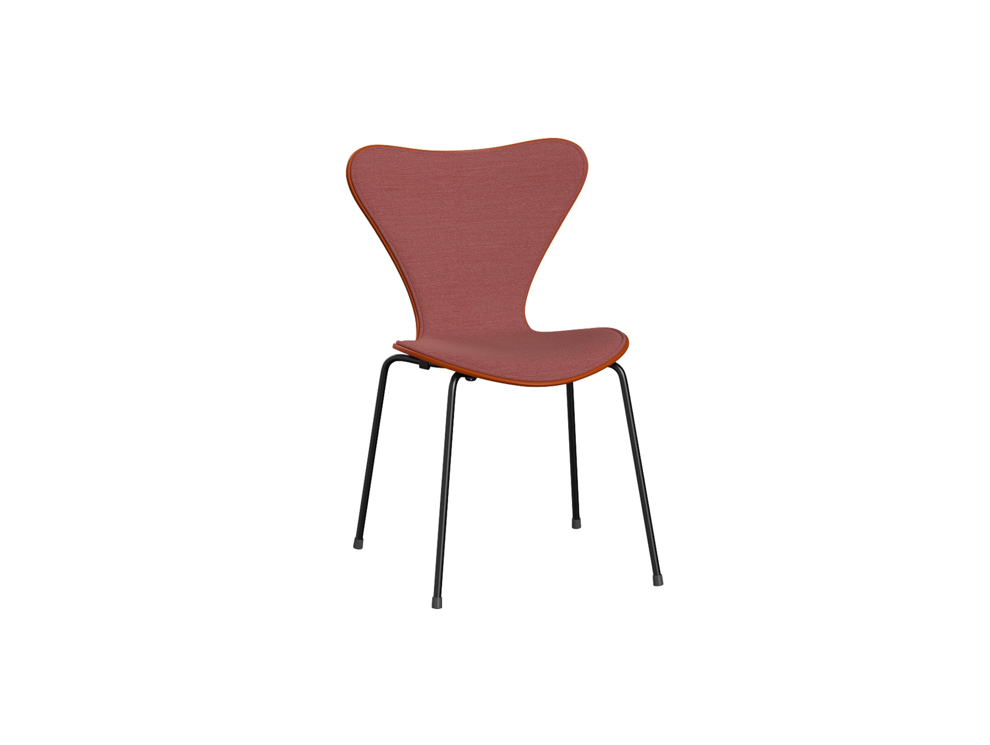 Series 7™ 3107 Dining Chair (Front Upholstered) by Fritz Hansen - Black Steel / Front: Steelcut Trio 3 636 / Back: Paradise Orange Lacquered Veneer