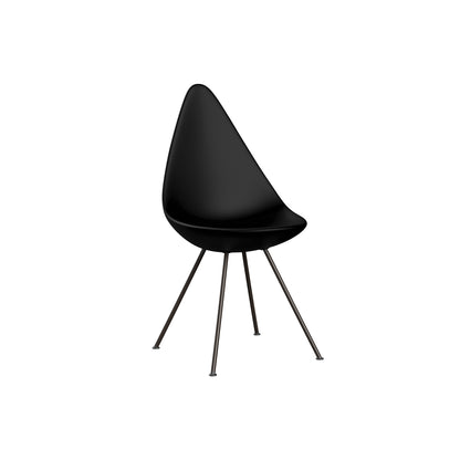 Drop Dining Chair Plastic (3110) by Fritz Hansen - Black / Brown Bronze Base