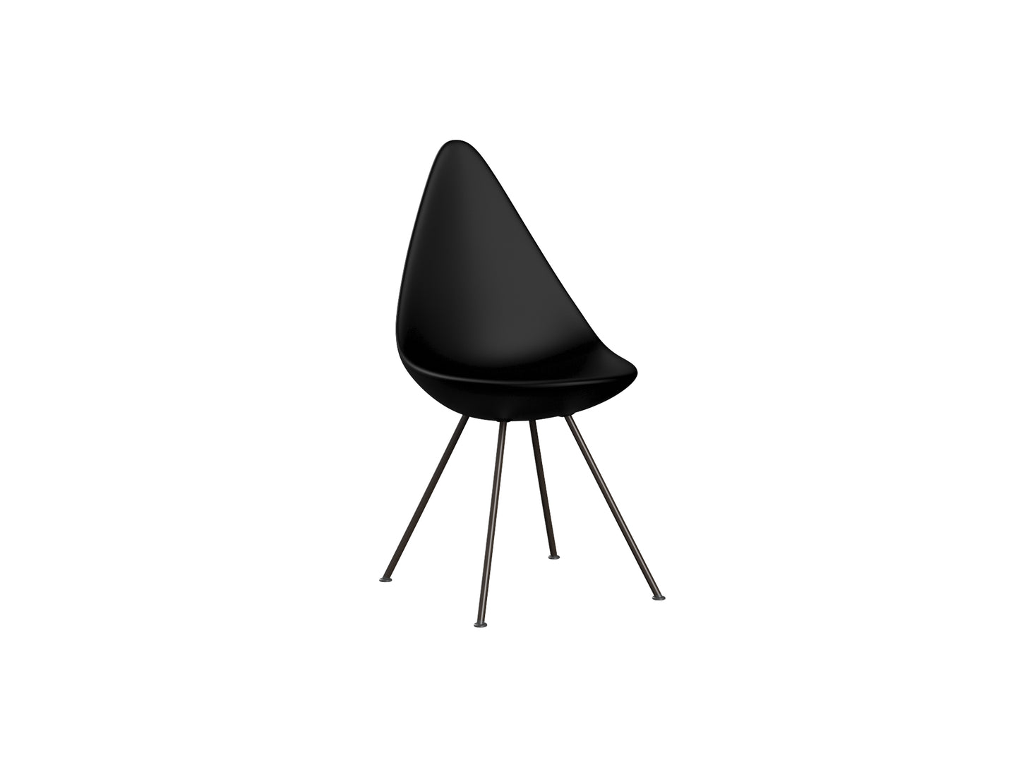 Drop Dining Chair Plastic (3110) by Fritz Hansen - Black / Brown Bronze Base