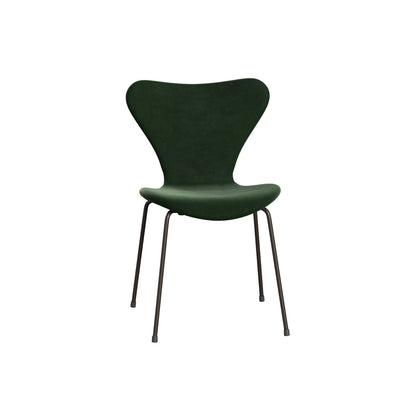 Series 7™ 3107 Dining Chair (Fully Upholstered) by Fritz Hansen - Brown Bronze Steel / Belfase Forest Green