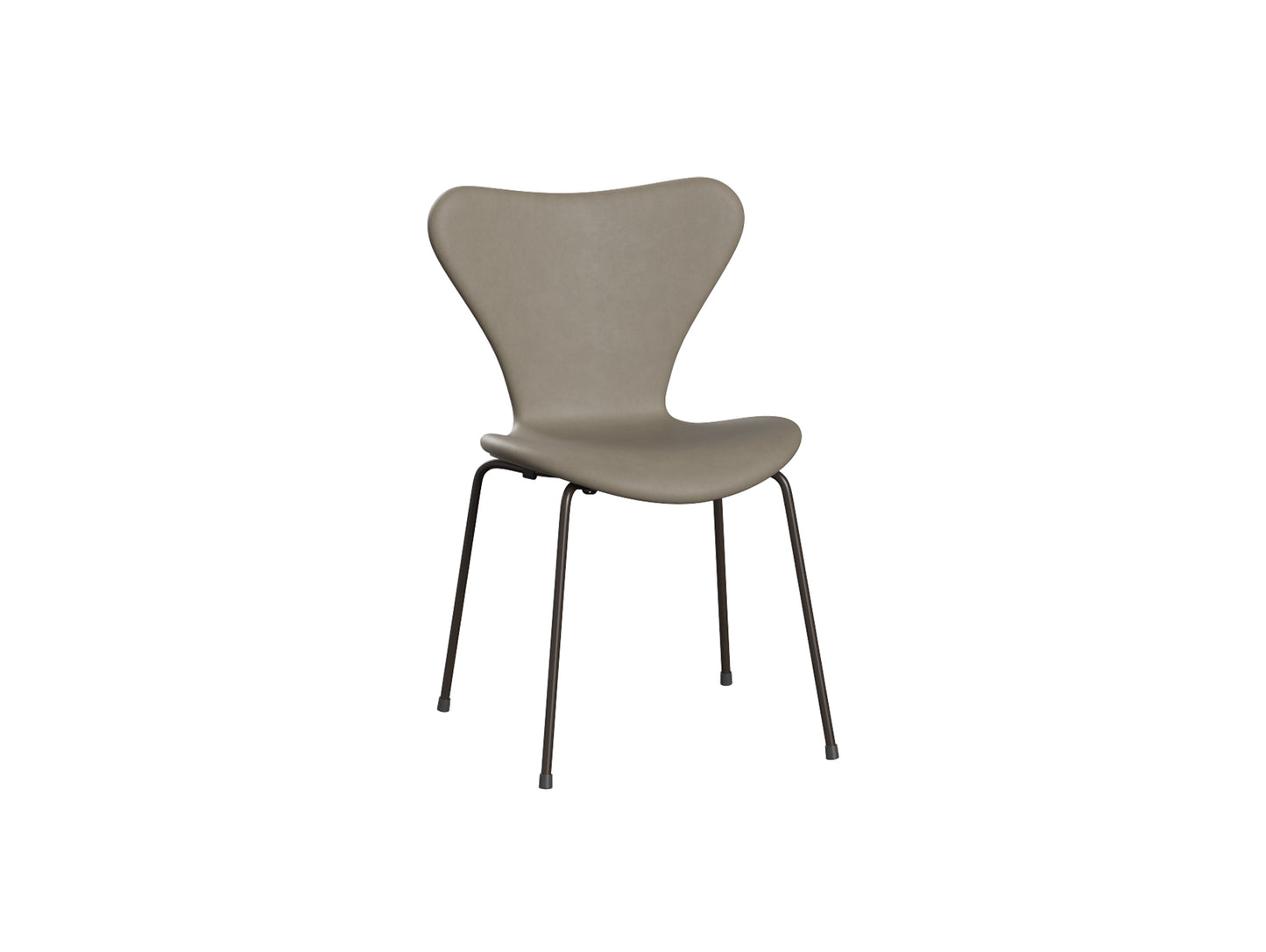 Series 7™ 3107 Dining Chair (Fully Upholstered) by Fritz Hansen - Brown Bronze Steel / Essential Light Grey Leather