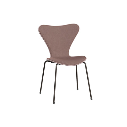 Series 7™ 3107 Dining Chair (Front Upholstered) by Fritz Hansen - Brown Bronze Steel / Front: Re-wool 648 / Back: Pale Rose Lacquered Veneer