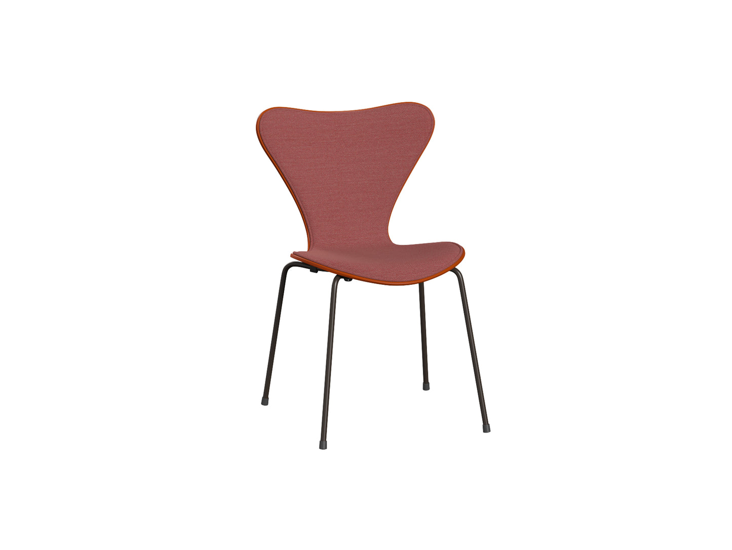 Series 7™ 3107 Dining Chair (Front Upholstered) by Fritz Hansen - Brown Bronze Steel / Front: Steelcut Trio 3 636 / Back: Paradise Orange Lacquered Veneer