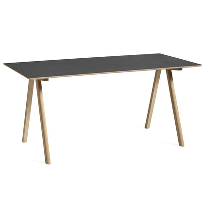 Copenhague Desk CPH 10 by HAY - Black Linoleum Tabletop / Lacquered Oak Base