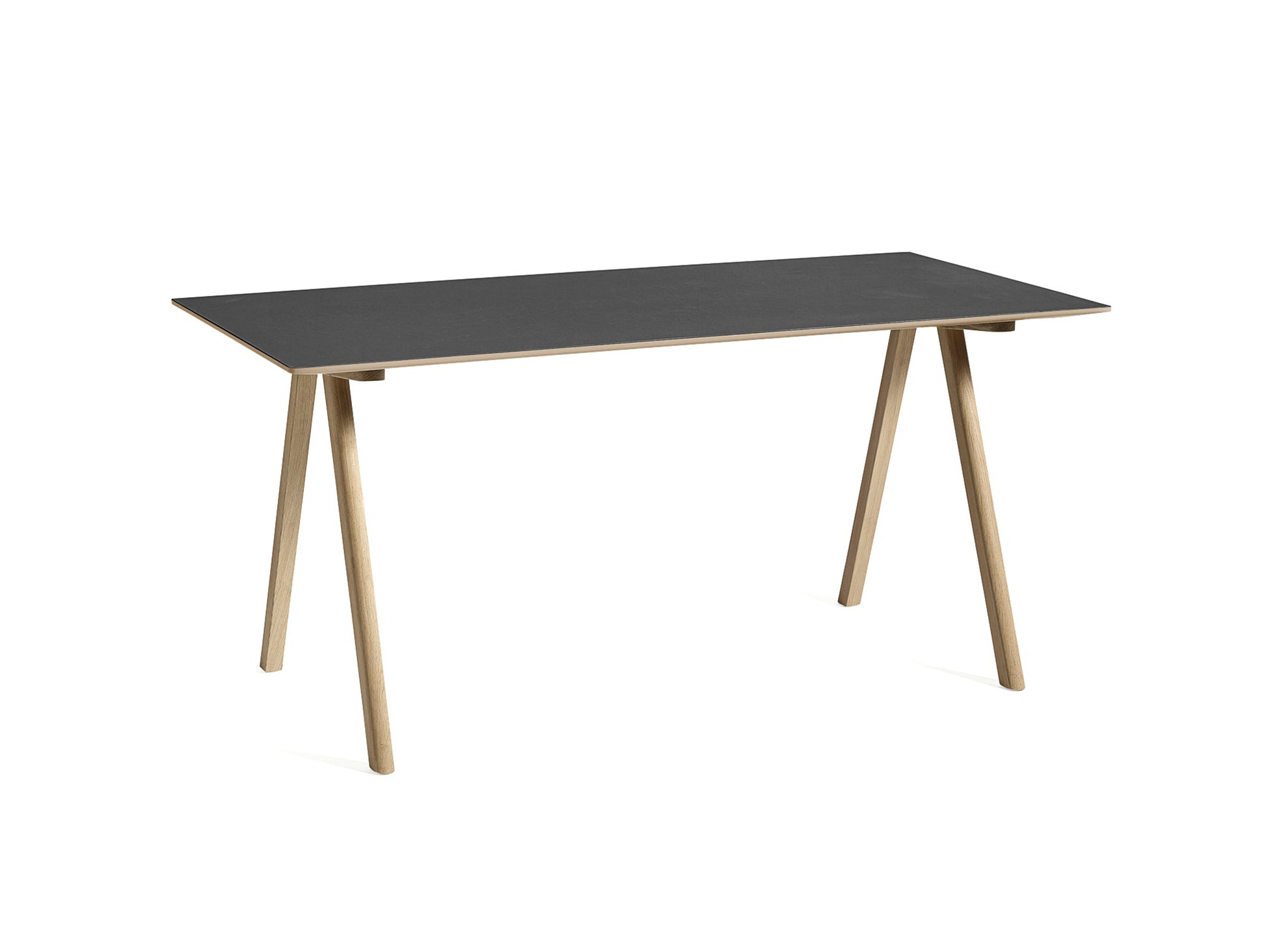 Copenhague Desk CPH 10 by HAY - Black Linoleum Tabletop / Lacquered Oak Base