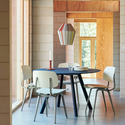 Copenhague Round Dining Table CPH25 by HAY - Smokey Blue Linoleum Tabletop / Deep Blue Lacquered Oak