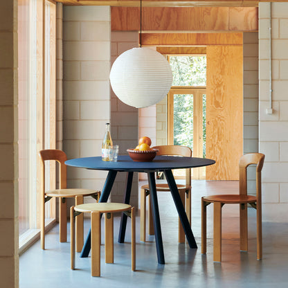 Copenhague Round Dining Table CPH25 by HAY - Smokey Blue Linoleum Tabletop / Deep Blue Lacquered Oak
