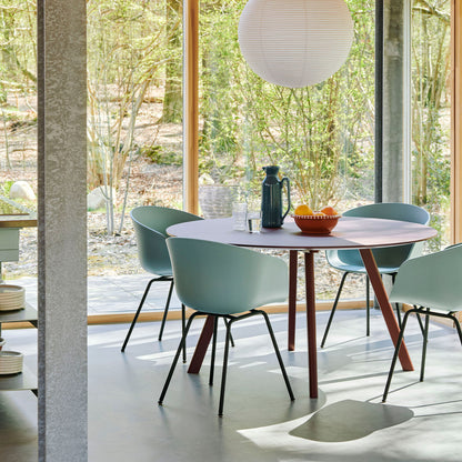 Copenhague Round Dining Table CPH25 by HAY - Burgundy Linoleum Tabletop / Bordeaux Lacquered Oak