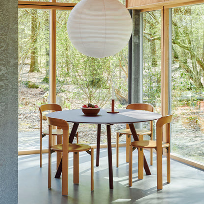 Copenhague Round Dining Table CPH25 by HAY - Burgundy Linoleum Tabletop / Bordeaux Lacquered Oak