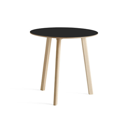 Copenhague Deux Table CPH 220 by HAY - D75/ Untreated Beech Base / Ink Black Laminate