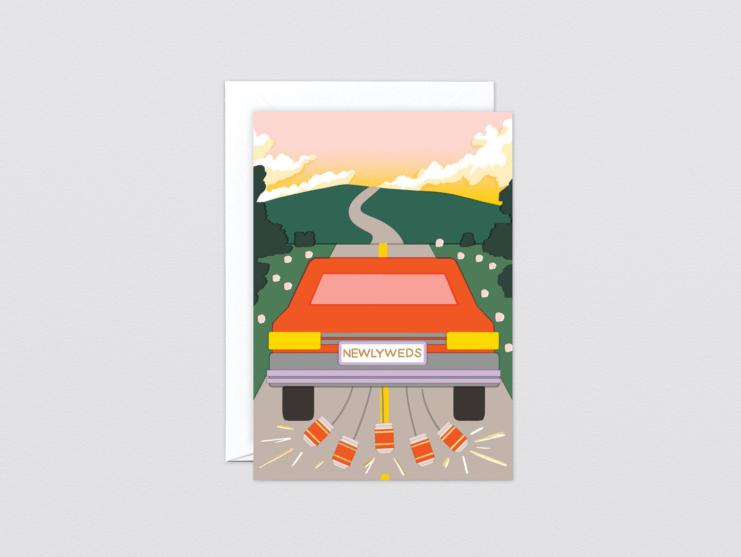 'Newlyweds Car' Greetings Card by Wrap